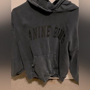 Anine Bing Harvey sweatshirt dark washed black distressed